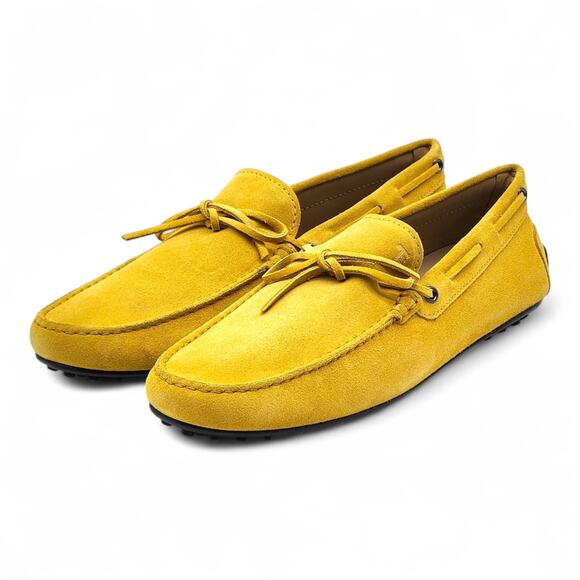 Tod's City Gommino Driving Men's Suede Loafers Yellow UK 11 US 12.5 - NWB $695 - Picture 2 of 11